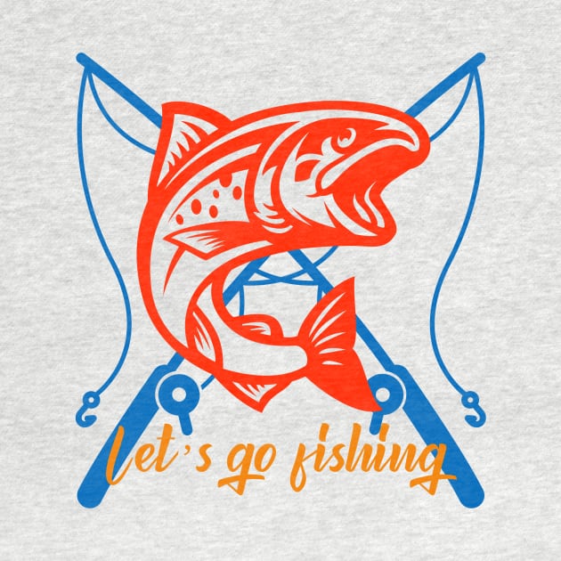Let's Go Fishing (red cartoon fish and rods) by PersianFMts